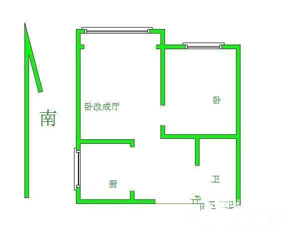 青岛路住宅2室1厅1卫56㎡户型图