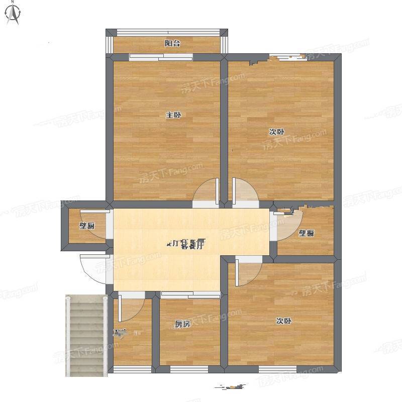 百步坡住宅3室2厅0卫80㎡户型图