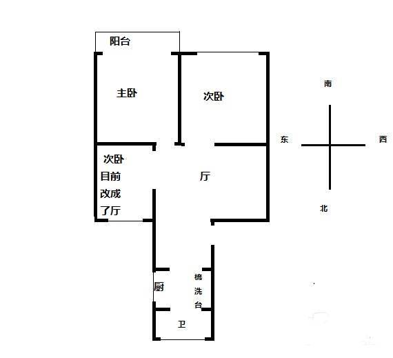 北京西路76号3室1厅1卫69㎡户型图