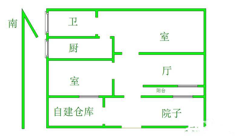 北京西路76号2室1厅1卫63㎡户型图