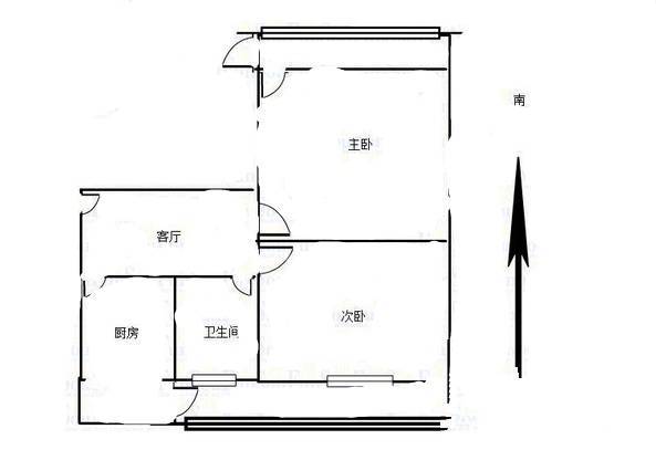 东妙峰庵住宅2室1厅1卫62㎡户型图