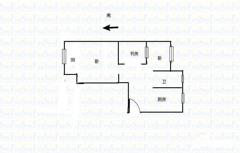 东妙峰庵住宅3室1厅1卫70㎡户型图
