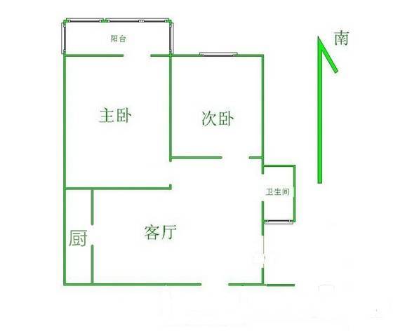 东妙峰庵住宅2室1厅1卫62㎡户型图