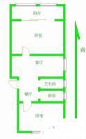 普德村3室1厅1卫60㎡户型图