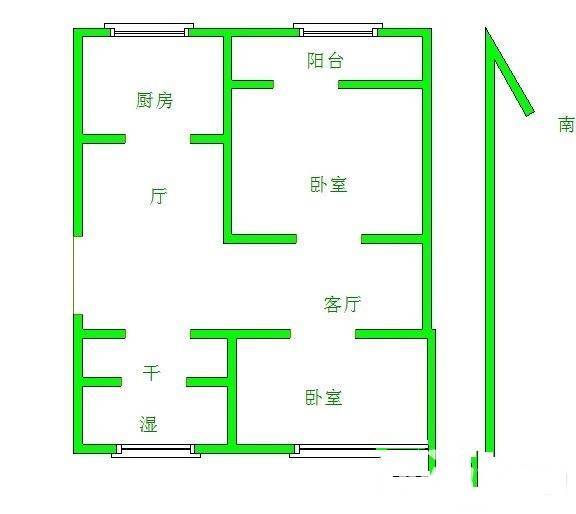 普德村2室1厅1卫73㎡户型图