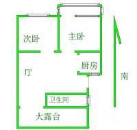 鼓楼三条巷小区2室1厅1卫58㎡户型图