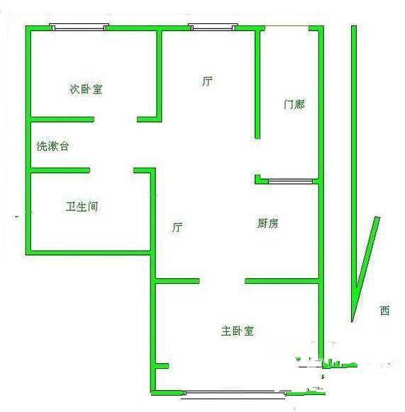 江苏路住宅2室2厅1卫72㎡户型图