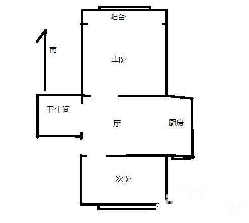 江苏路住宅2室1厅1卫51㎡户型图