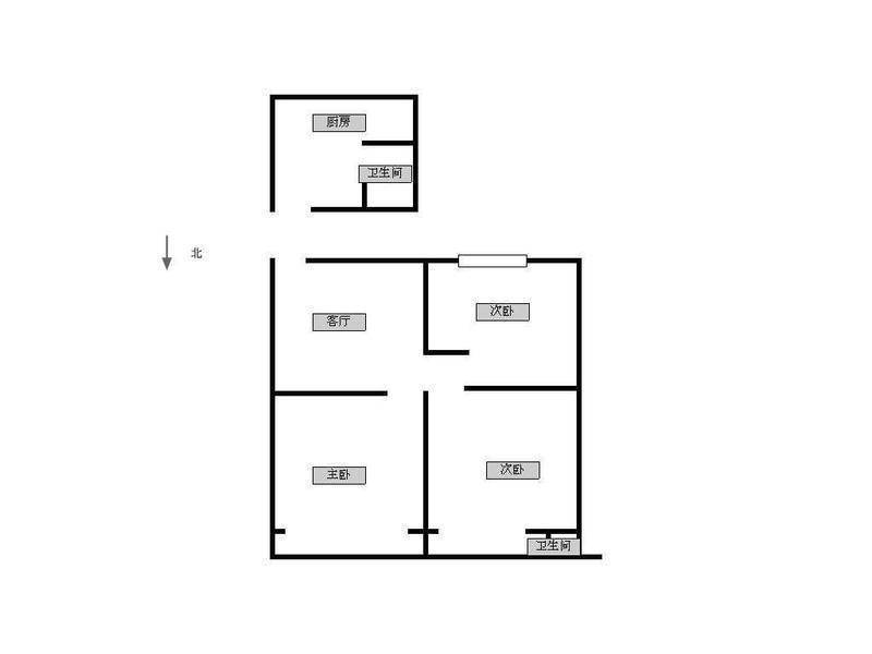 仙霞路住宅3室2厅2卫80㎡户型图