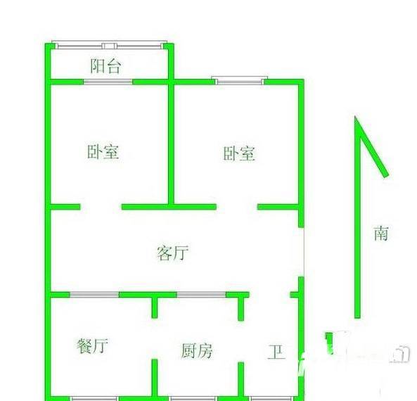 古平岗住宅2室2厅1卫80㎡户型图