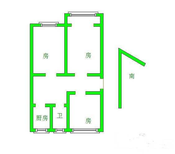 古平岗住宅3室1厅1卫72㎡户型图