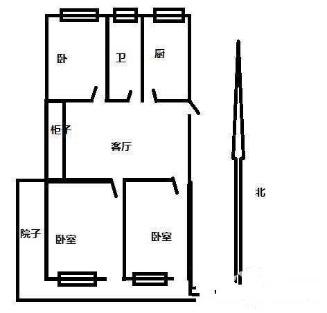 古平岗住宅3室1厅1卫80㎡户型图