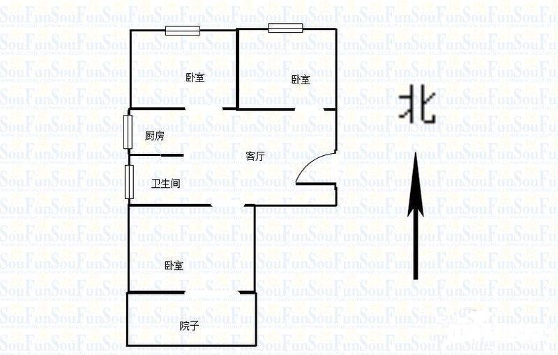 宁夏路住宅3室1厅1卫63㎡户型图