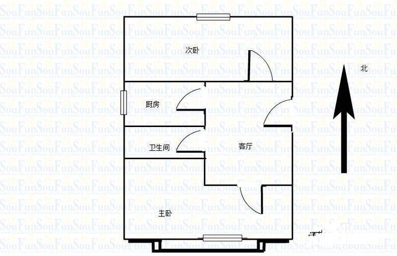 宁夏路住宅2室1厅1卫61㎡户型图