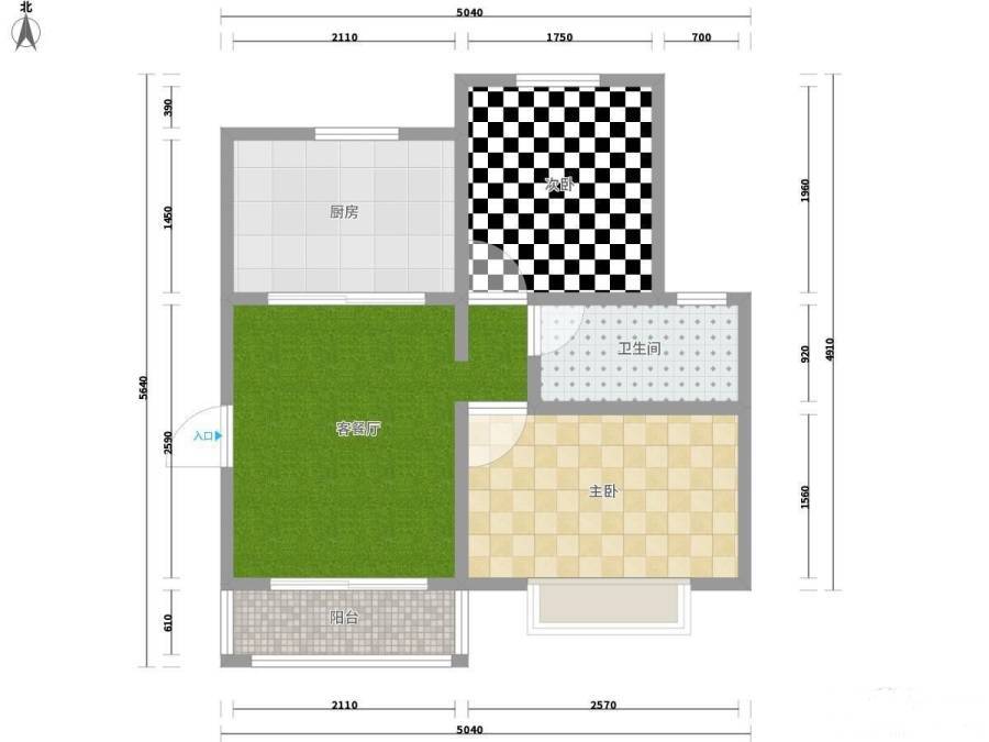 梅山中兴路2室2厅1卫95㎡户型图