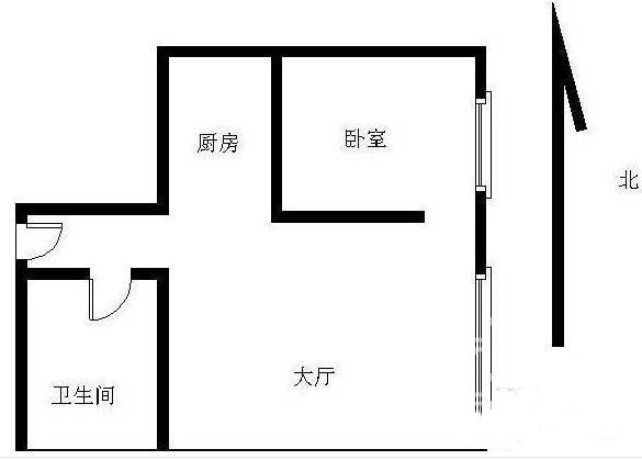 辰龙新境界1室2厅1卫66㎡户型图