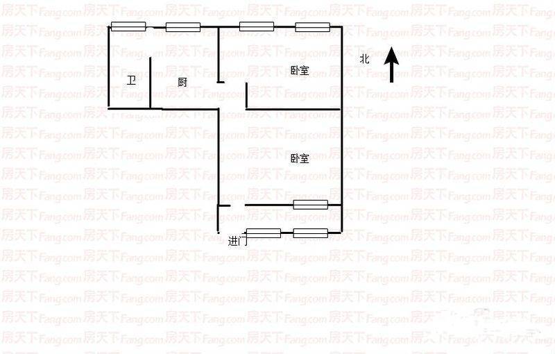 童家山2号1室1厅1卫47㎡户型图