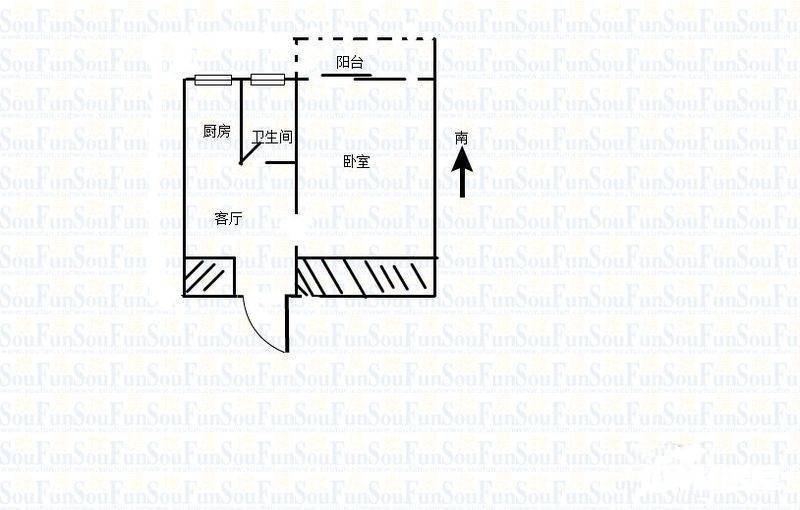 二板桥住宅1室1厅1卫42㎡户型图