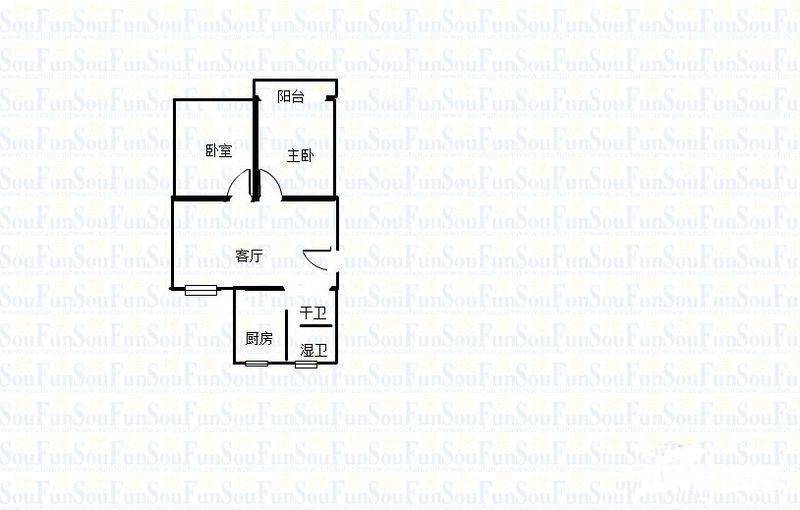 虎踞关住宅2室1厅1卫80㎡户型图