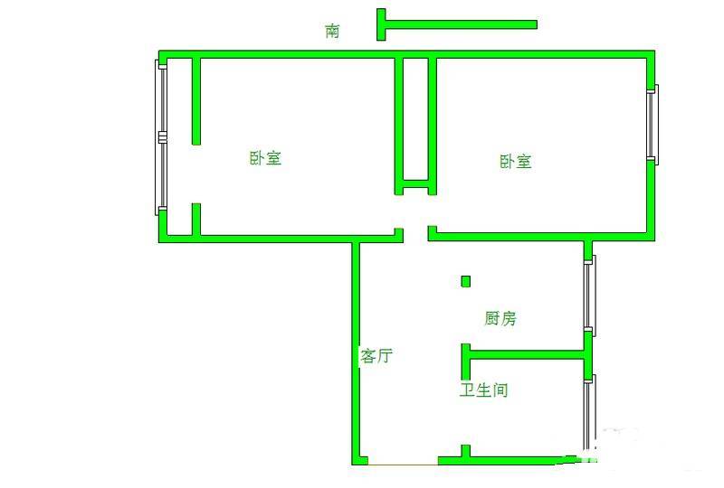 线路新村2室1厅1卫47㎡户型图