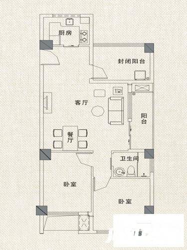 南汽亚泰花园3室2厅1卫89㎡户型图