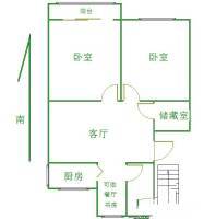 凤凰三村1-20号2室1厅1卫70㎡户型图