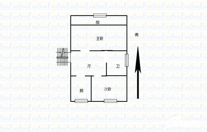 将军庙住宅2室1厅1卫56㎡户型图