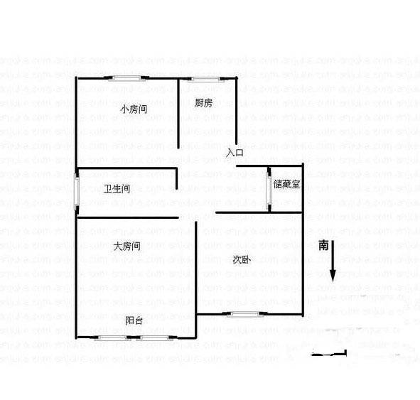 蓝旗街1-57号3室1厅1卫63㎡户型图