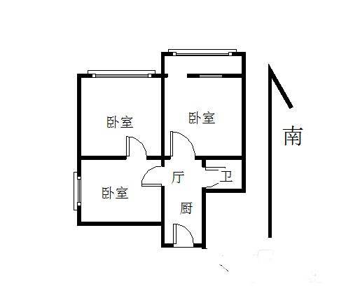 蓝旗街1-57号3室1厅1卫74㎡户型图