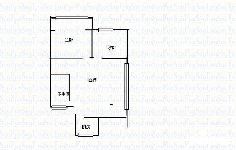 风光里2室1厅1卫58㎡户型图