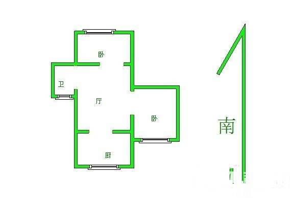 风光里2室1厅1卫52㎡户型图