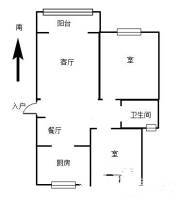 御水湾花园2室2厅1卫89㎡户型图