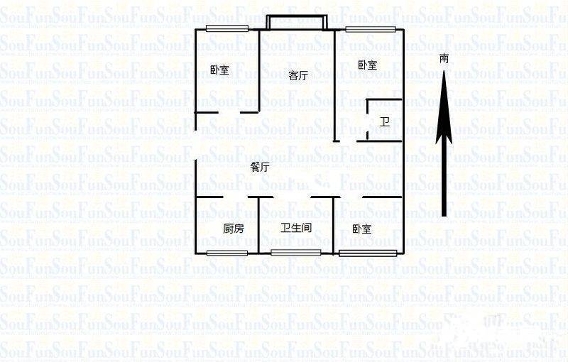 御水湾花园3室2厅2卫110㎡户型图