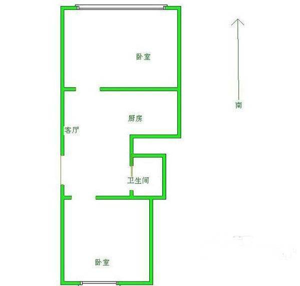 钓鱼巷住宅2室1厅1卫52㎡户型图