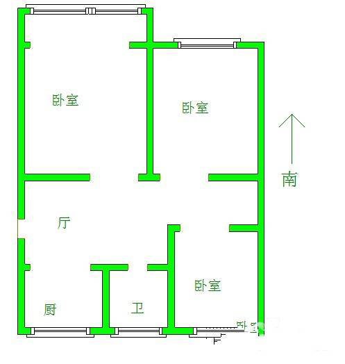 钓鱼巷住宅3室1厅1卫65㎡户型图