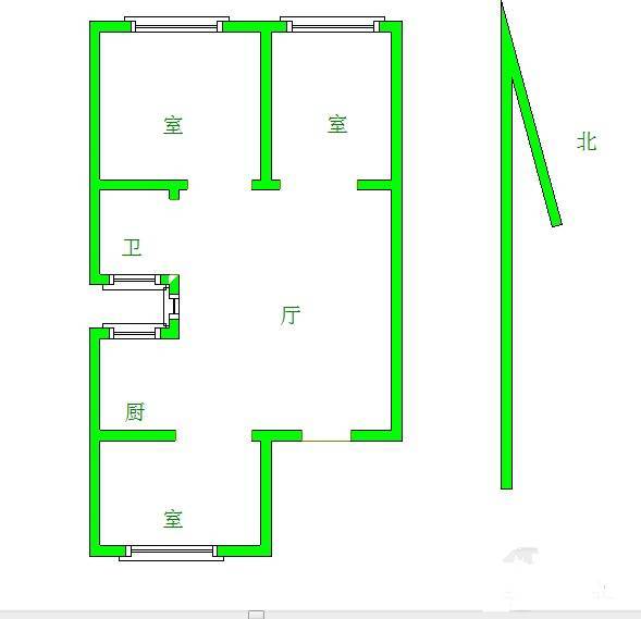 钓鱼巷住宅3室1厅1卫65㎡户型图