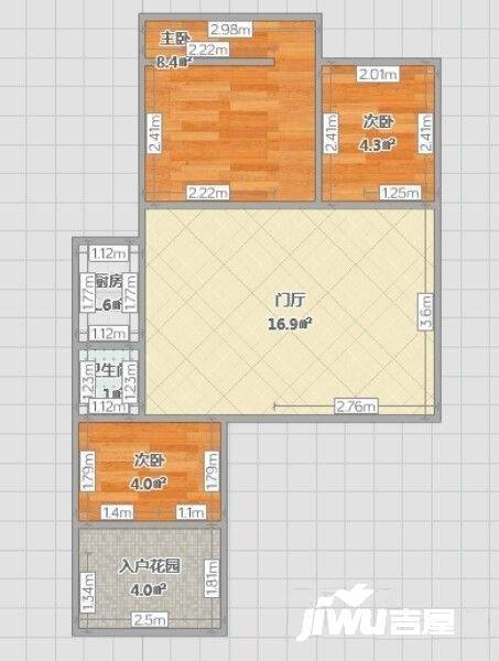 钓鱼巷住宅3室1厅1卫65㎡户型图