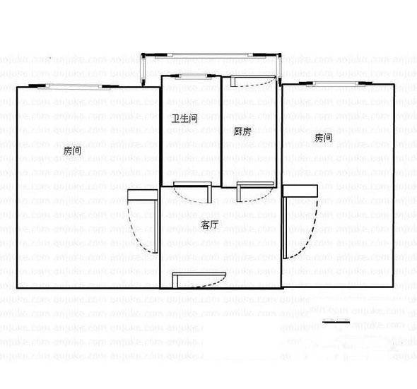 慈悲社住宅2室1厅1卫57㎡户型图