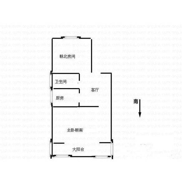 秦状元里2室1厅1卫55㎡户型图