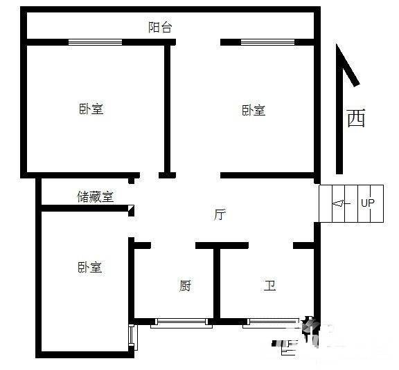 秦状元里3室1厅1卫100㎡户型图