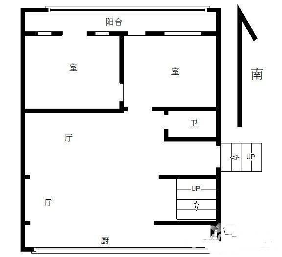 秦状元里3室1厅1卫100㎡户型图