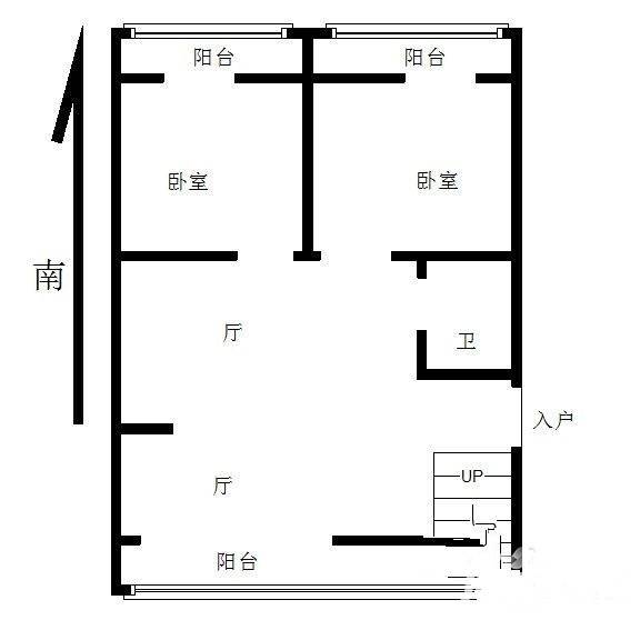 秦状元里3室1厅1卫100㎡户型图