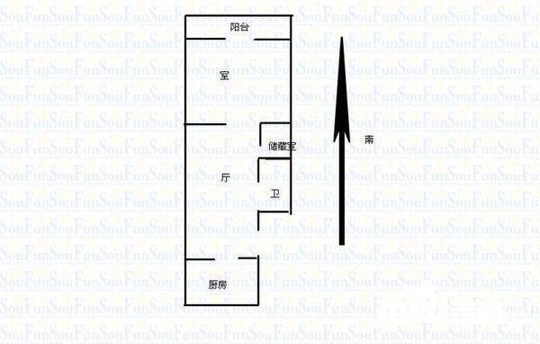 秦状元里1室1厅1卫40㎡户型图