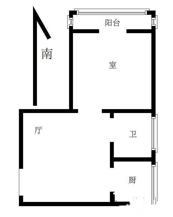 秦状元里1室1厅1卫40㎡户型图