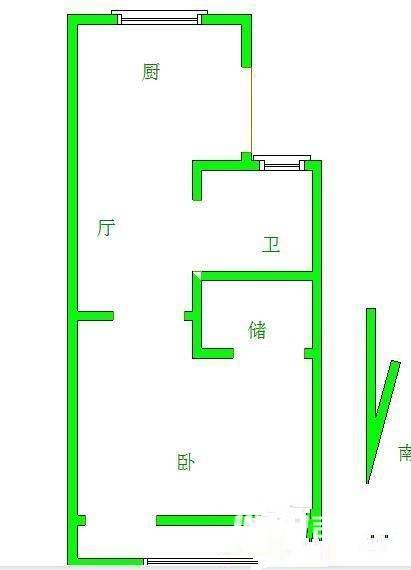 秦状元里1室1厅1卫40㎡户型图