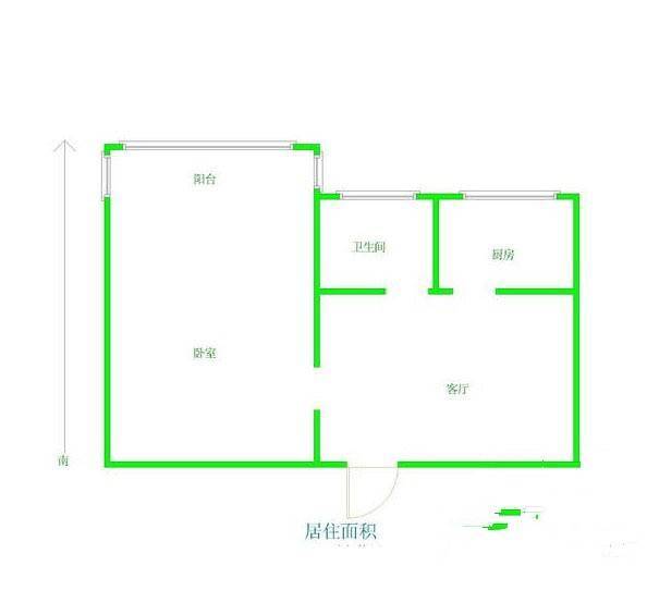 白下二条巷1室1厅1卫42㎡户型图