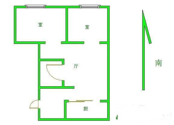 白下二条巷2室1厅1卫56㎡户型图