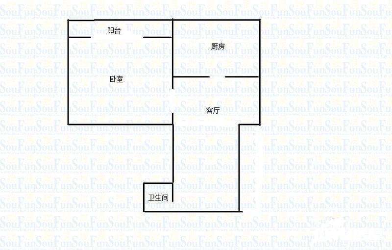 玉带园1室1厅1卫42㎡户型图