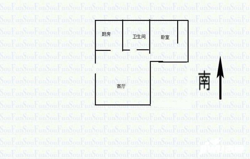 玉带园1室1厅1卫42㎡户型图