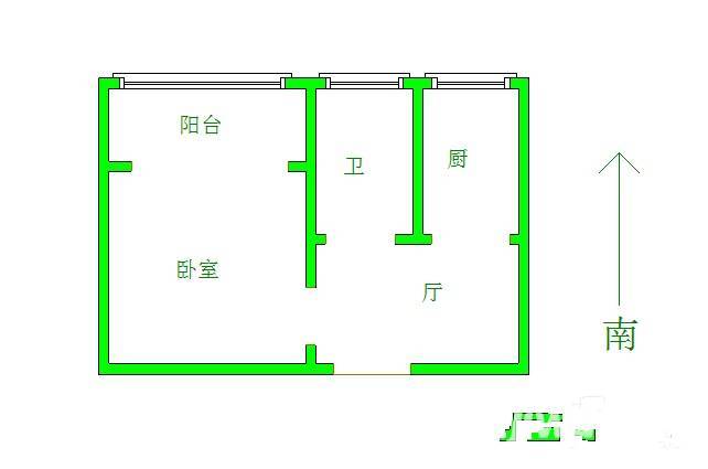 玉带园1室1厅1卫42㎡户型图